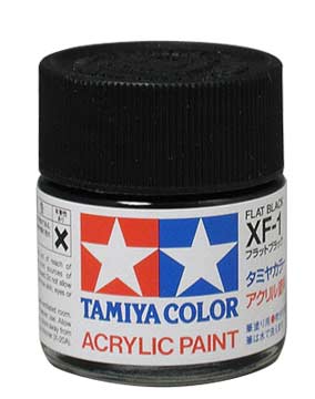 Tamiya Military Acrylic Colors - XF-1 Flat Black (3/4 oz Bottle)