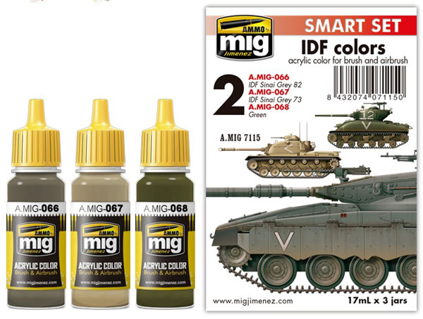 Ammo by Mig Jimenez Smart Set IDF Colors Acrylic Paint Set (3 17mL Bottles)