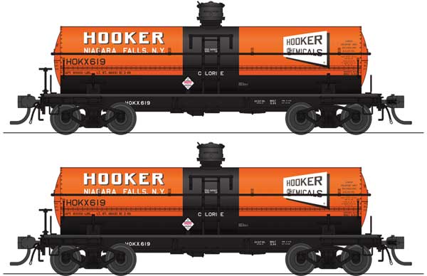 Broadway Limited Imports 6000-Gallon Tank Car (2-Pack) - Hooker Chemicals HOKX 619, HOKX 626 (As-Delivered)