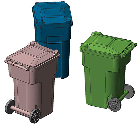 Hi-Tech Details 96-Gallon Wheeled Trash & Recycling Bin - Green (Set of 6)