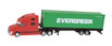 Kato USA, Inc. Volvo VN780 Tractor w/40' Corrugated Container on Chassis (Red Tractor w/40' Evergreen Container)