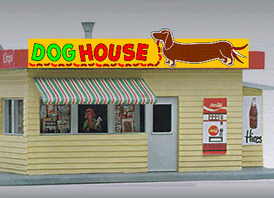 Light Works USA by Miller Engineering Animated Neon Billboard – Dog House (Small, For HO Or N Scales)