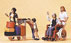 Preiser Kg Travelers Pushing Cart & Wheelchair #1