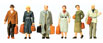 Preiser Kg Early Era III Walking Passengers w/Luggage(Pack of 6)