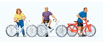 Preiser Kg Cyclists Waiting At Xing (3 Figures, 3 Bikes)