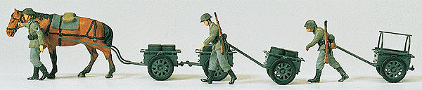 Preiser Kg Wehrmacht Infanterie w/Horse- and Hand-Drawn Carts