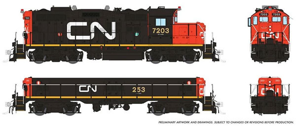 Rapido Trains, Inc. GP9RM + Slug - Early (Standard DC) - Canadian National Nos. 7203 & 253