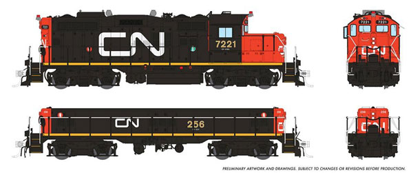Rapido Trains, Inc. GP9RM + Slug - Early (Standard DC) - Canadian National Nos. 7221 & 256