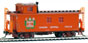 TrueLine Trains Caboose, 'H' Exhaust Stack, Smooth Plywood Roof (4 Pack) – Canadian National (Morency Orange w/Level Green Leaf Logo)