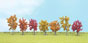 Walthers SceneMaster Autumn Trees, 3.125 in. (8cm) Tall - (Pack of 7)