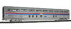 WalthersProto 85' Budd Hi-Level 68-Seat Step-Down Coach w/Plated Finish & Lighted Interior - Amtrak (Phase II, Stripes Above Door)